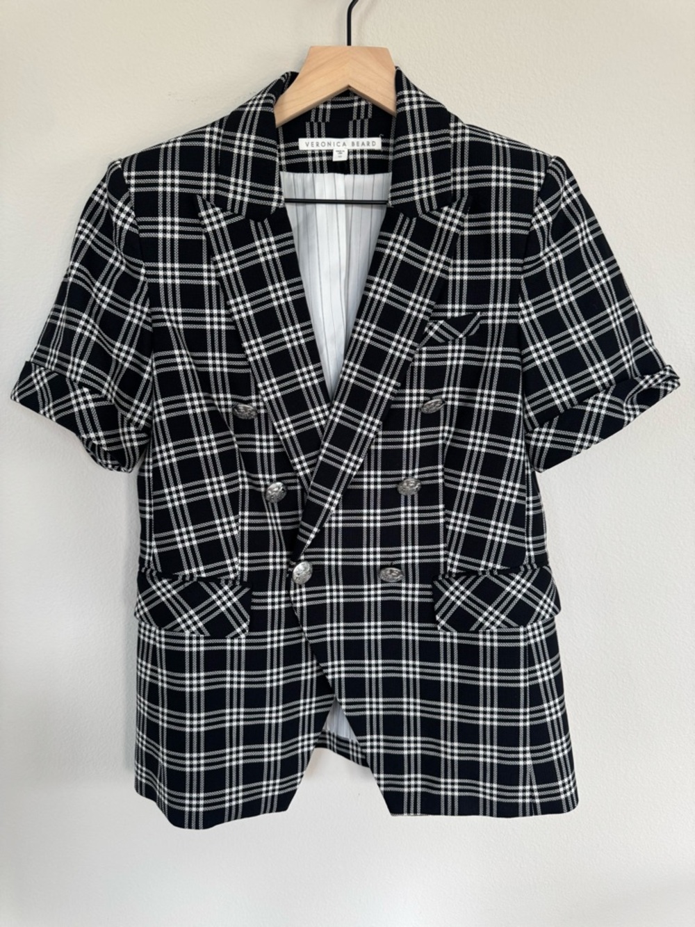 Veronica Beard Jenny Dickey Jacket Luxury Workwear Plaid Short Sleeve Blazer 10